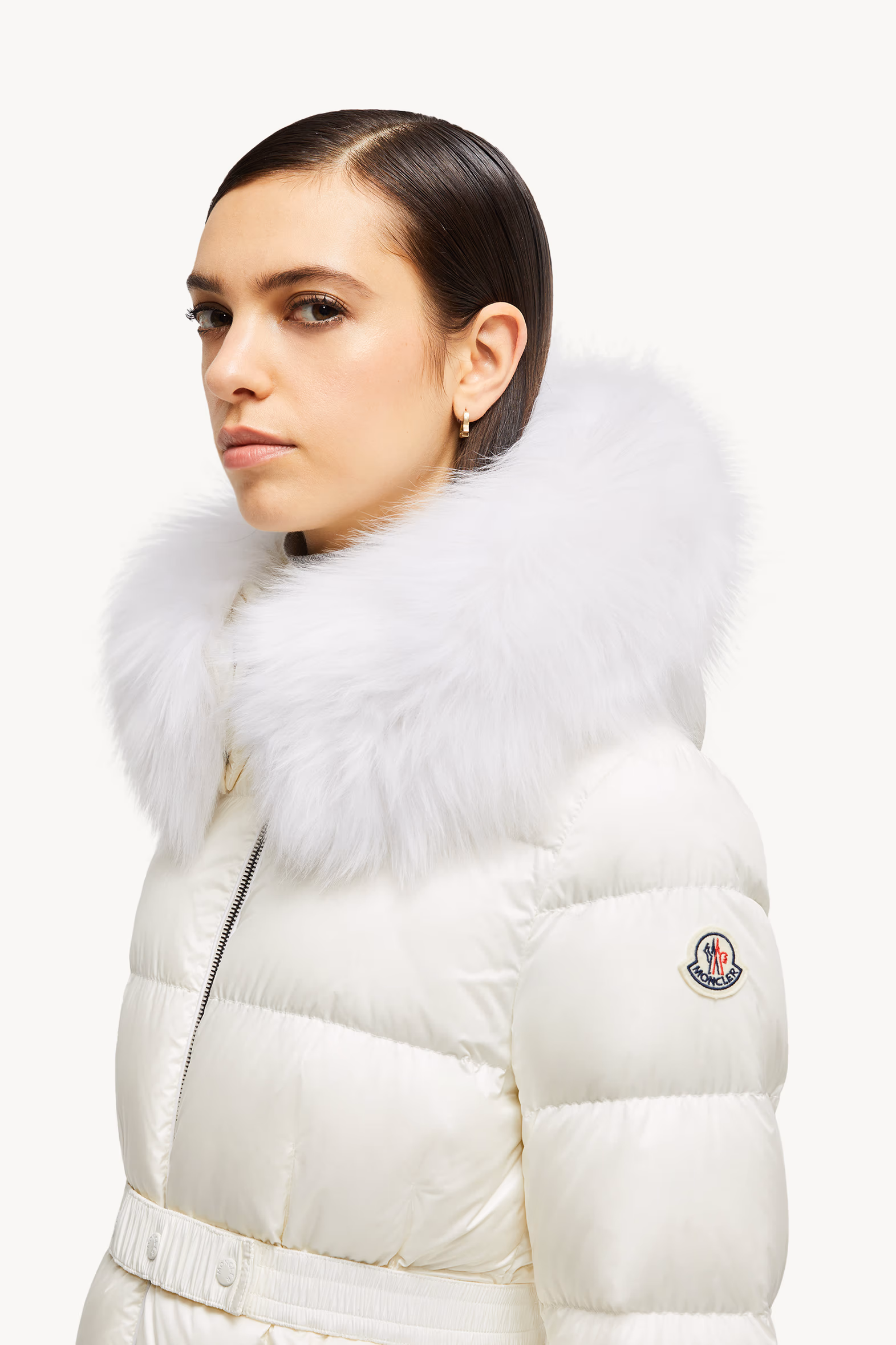Boed Hooded Shearling-Trimmed Short Down Jacket Women White Moncler 4